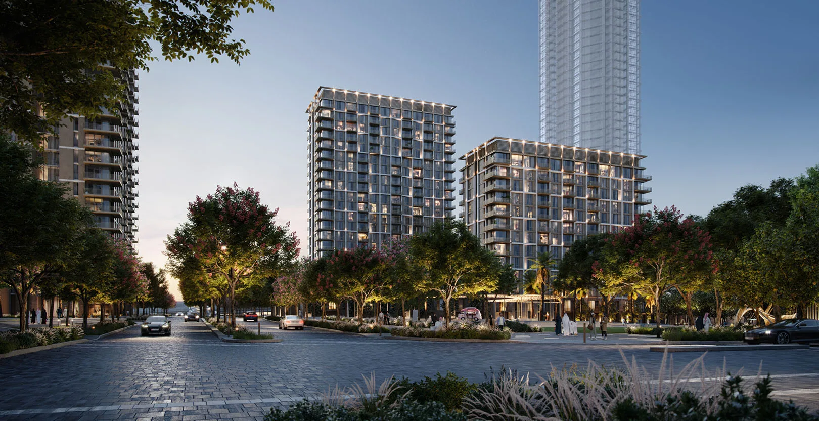 Official Emaar Aeon residential development hero rendering at Dubai Creek Harbour