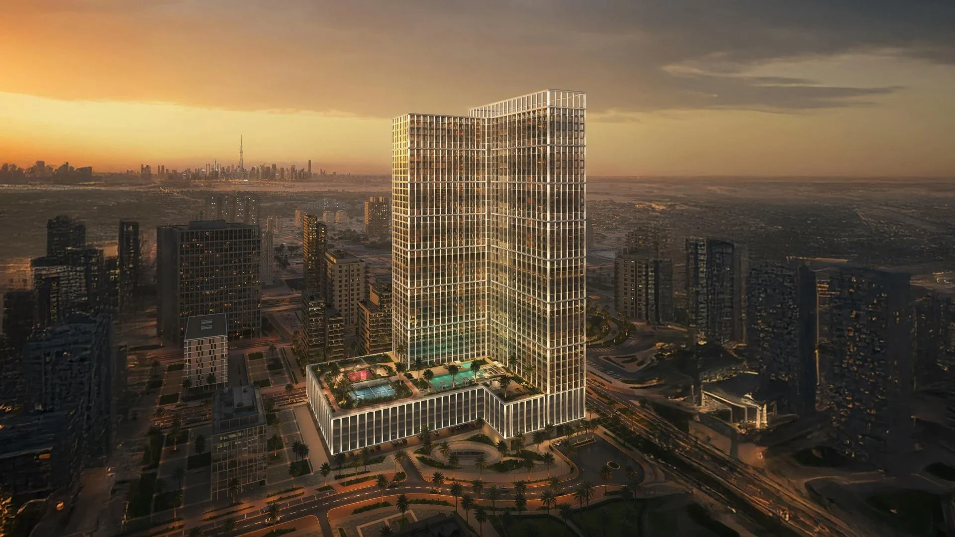 Binghatti Vintage residential development exterior in Majan, Dubai