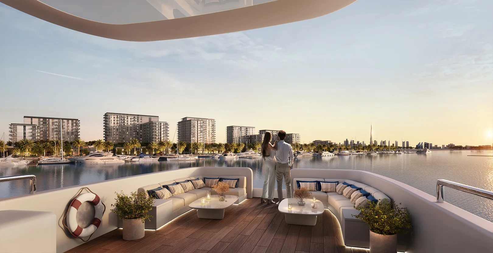 Official Emaar Porto View residential development hero rendering at Rashid Yachts and Marina