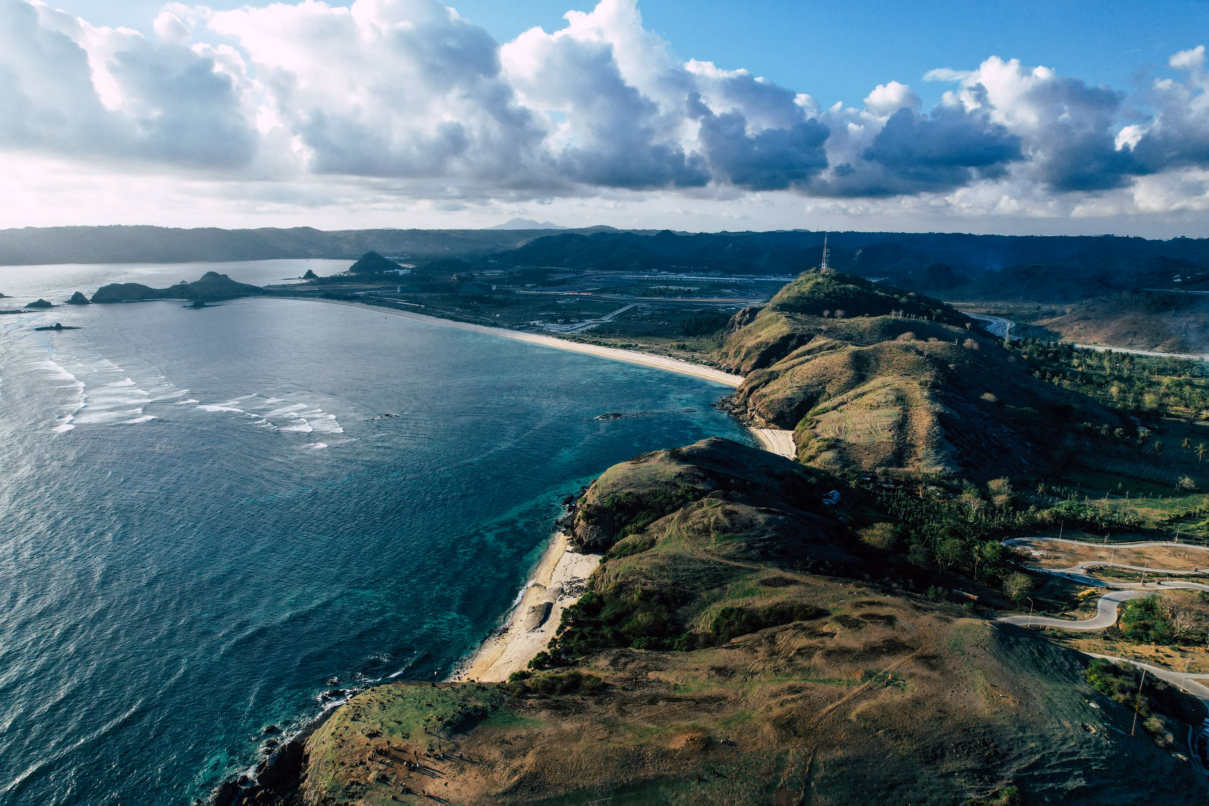 Aerial view of the Mandalika coastline in Lombok, Indonesia