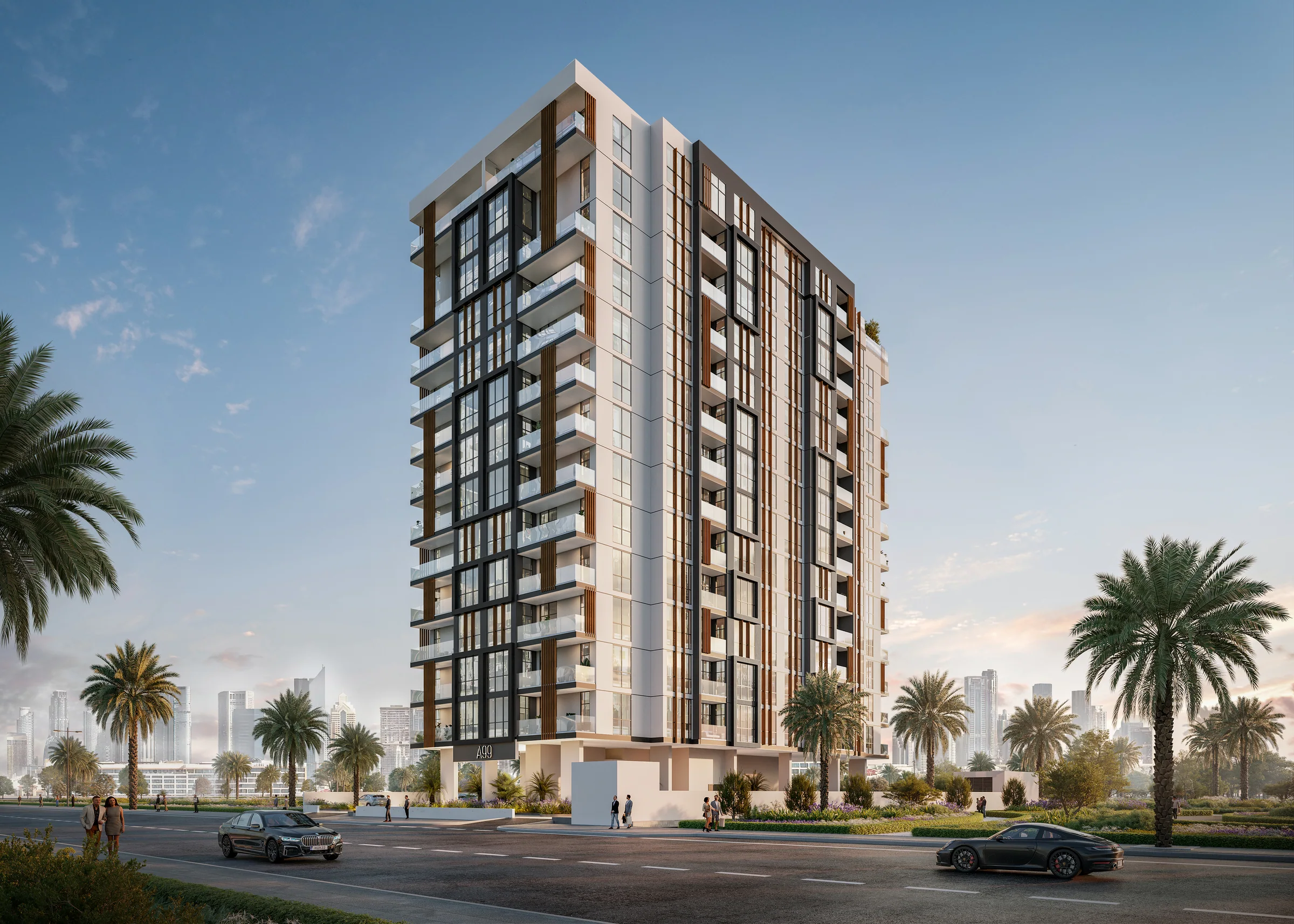 Architectural rendering of A99 residences in Dubailand