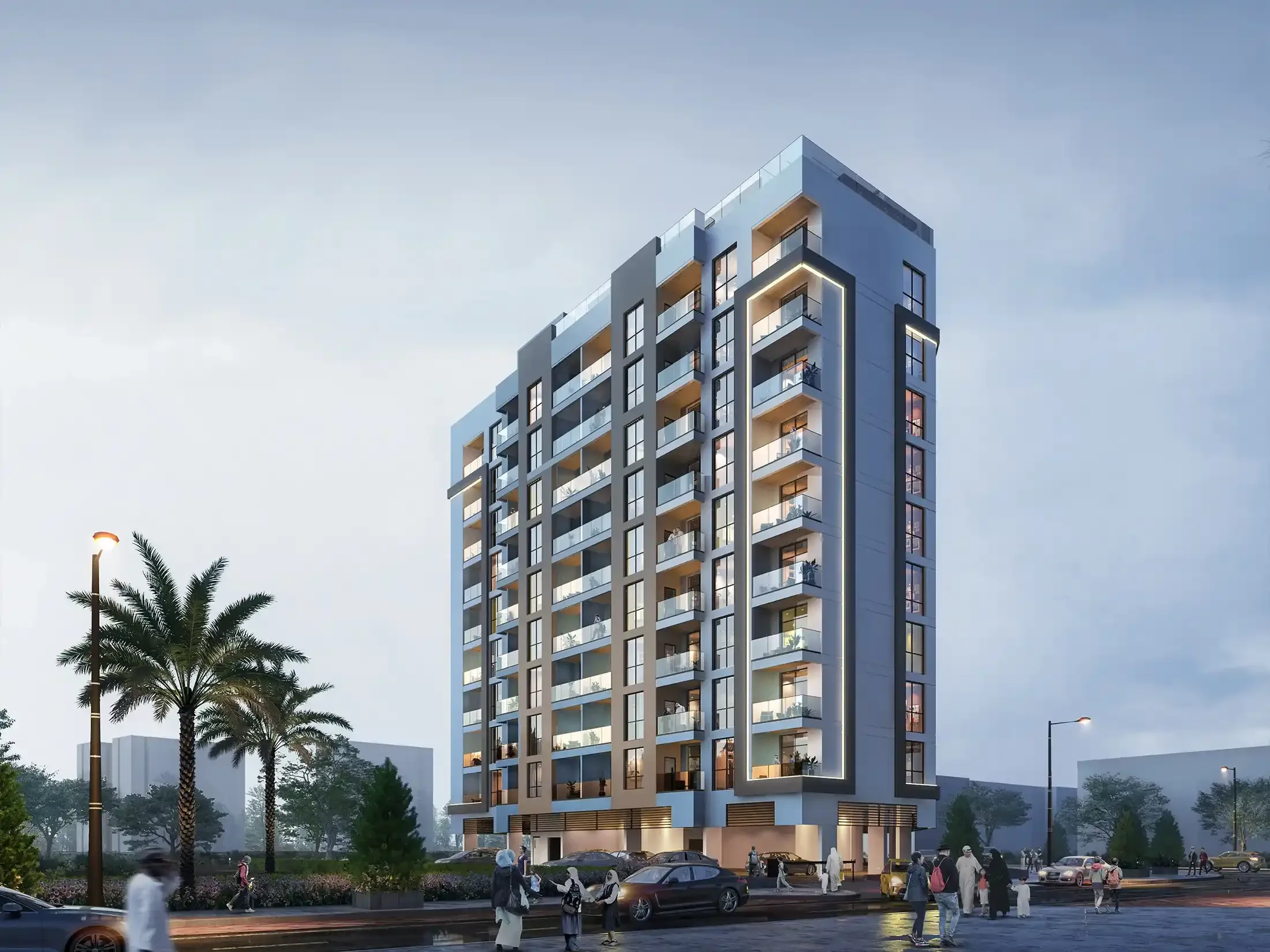 Original Refine project exterior marketing rendering for edison house dubailand