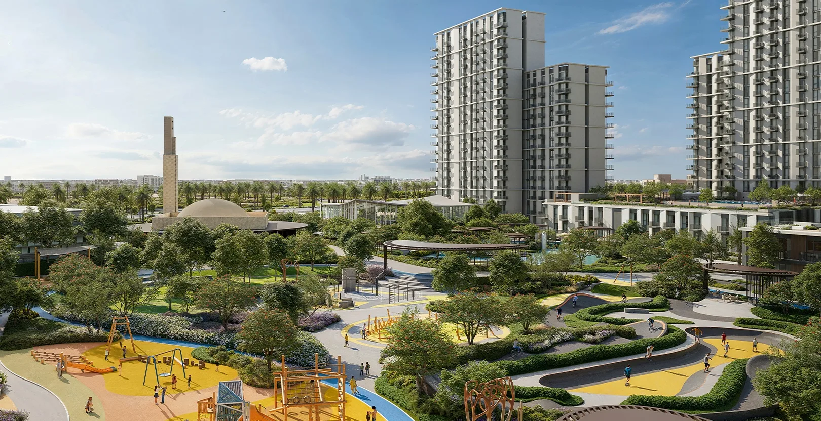 Official Emaar Hillsedge residential apartment rendering near Hillside Park in Dubai Hills Estate