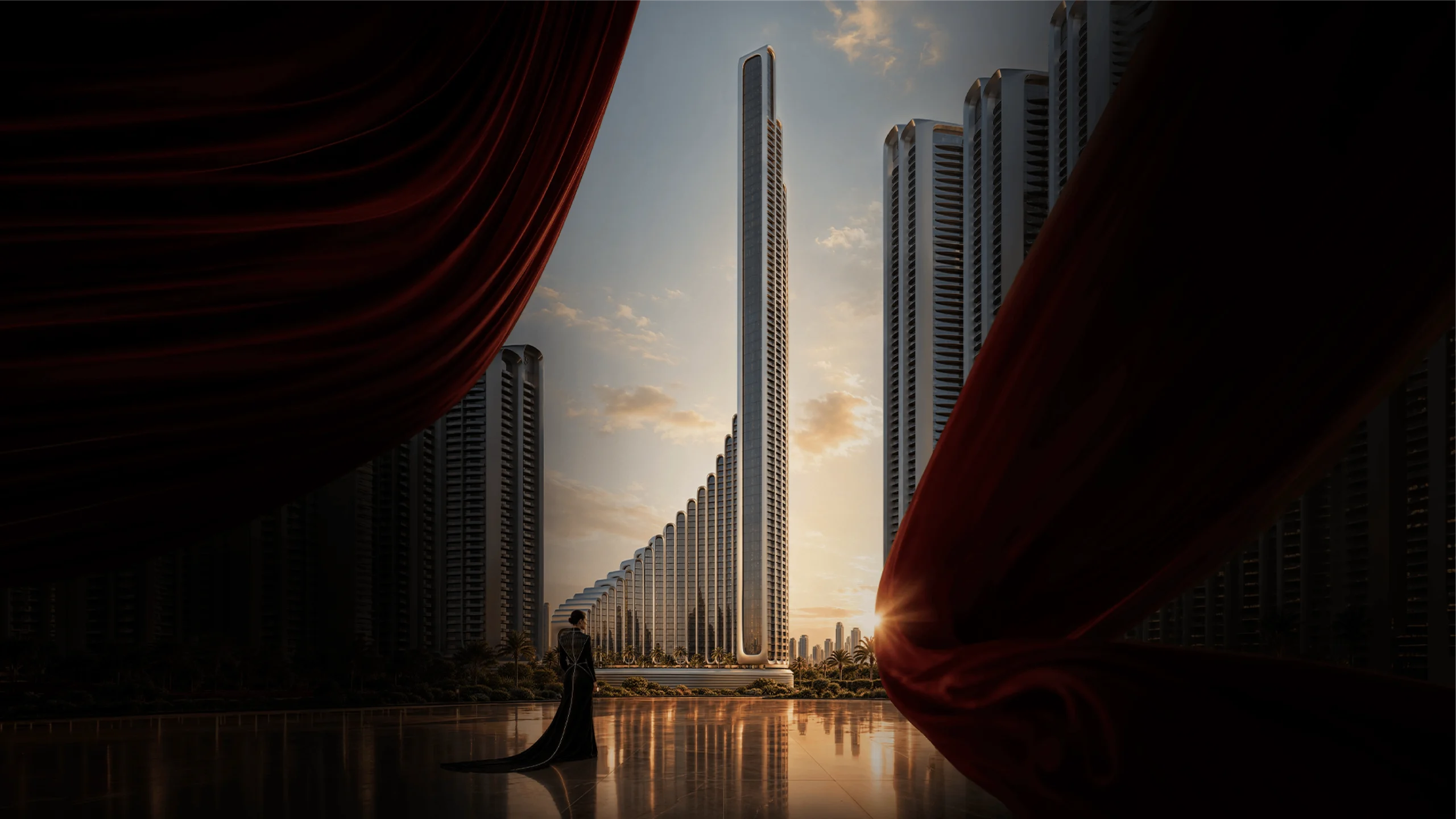 Vision Iconic residential development exterior in Nad Al Sheba, Dubai