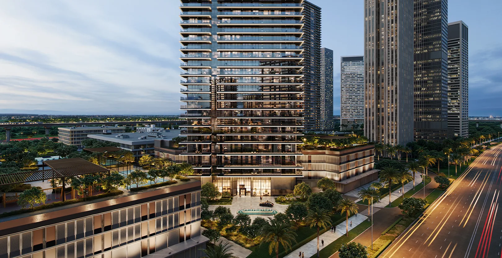 Official Emaar Albero residential tower exterior hero rendering at Dubai Creek Harbour
