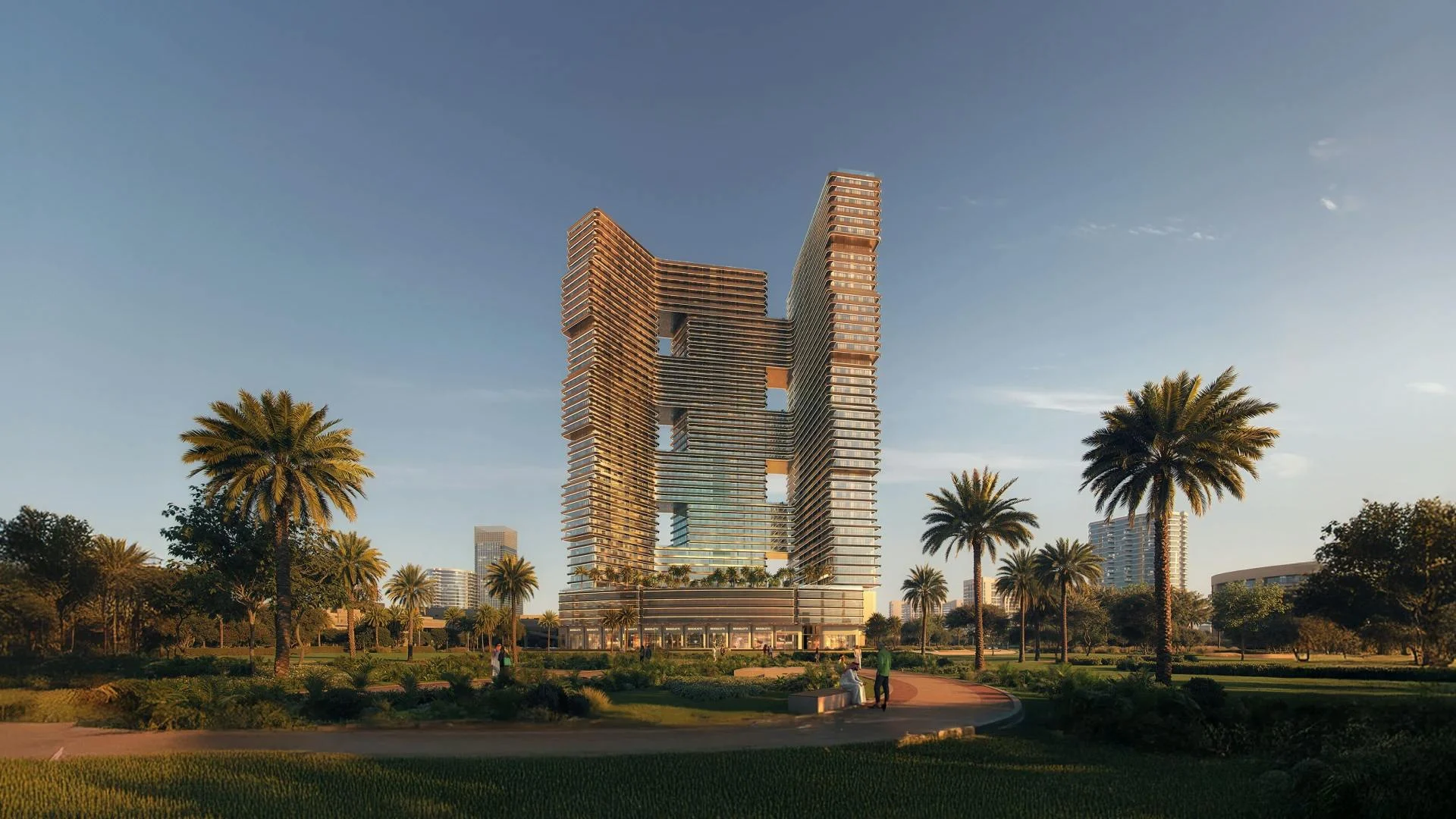 Binghatti Skyterraces residential development exterior in Motor City, Dubai